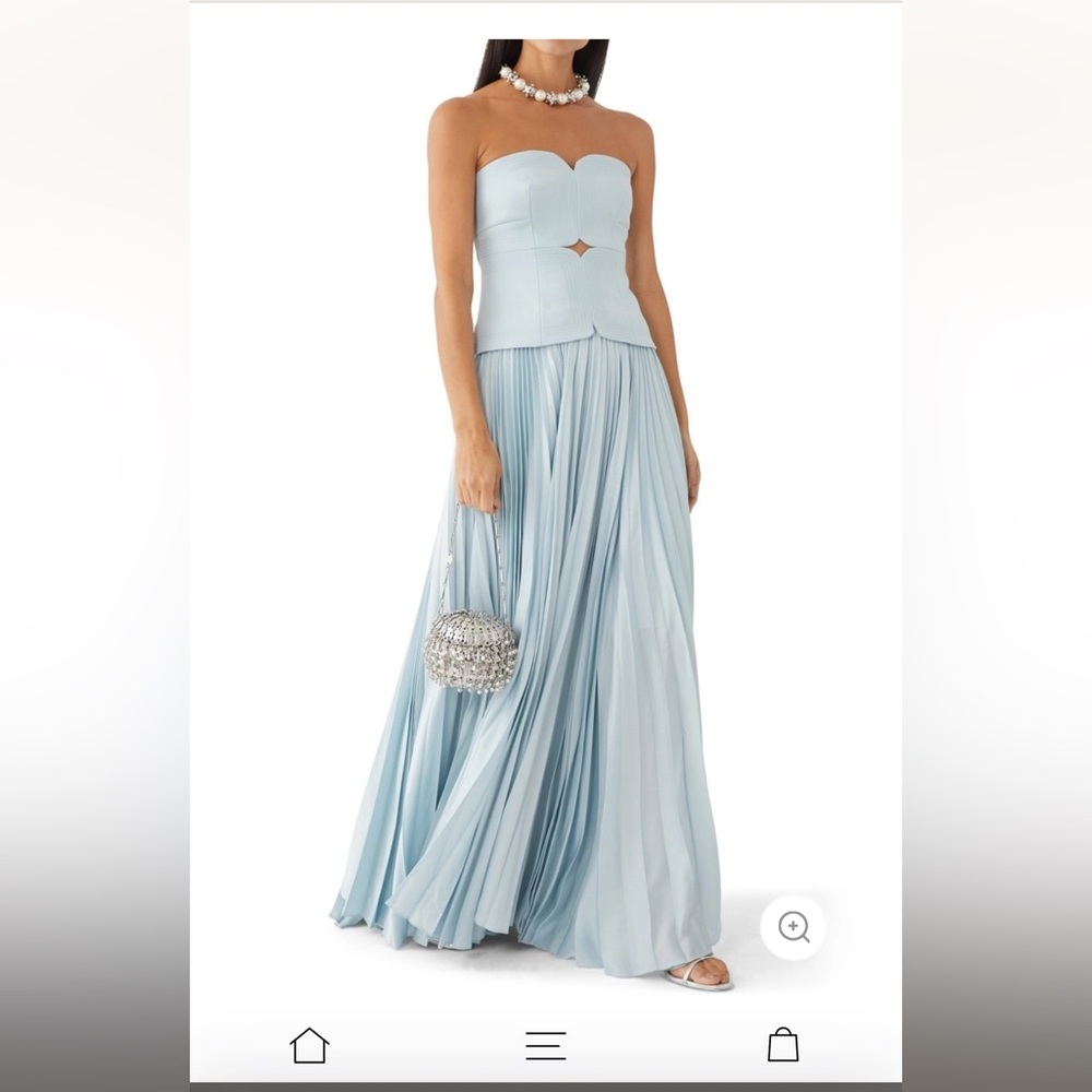 Powder Blue Strapless Pleated Gown for Weddings